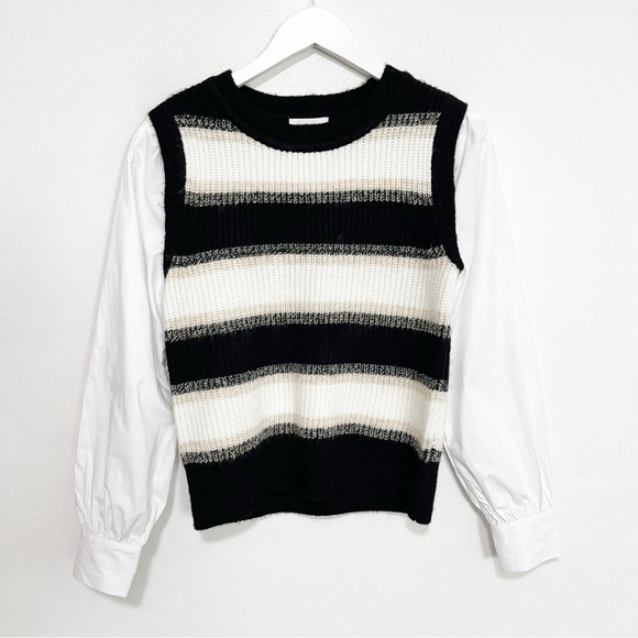 BOGO! Evereve Lucy Two-Fer Sweater Vest Puff Sleeve Blouse Size XS - Picture 4 of 10